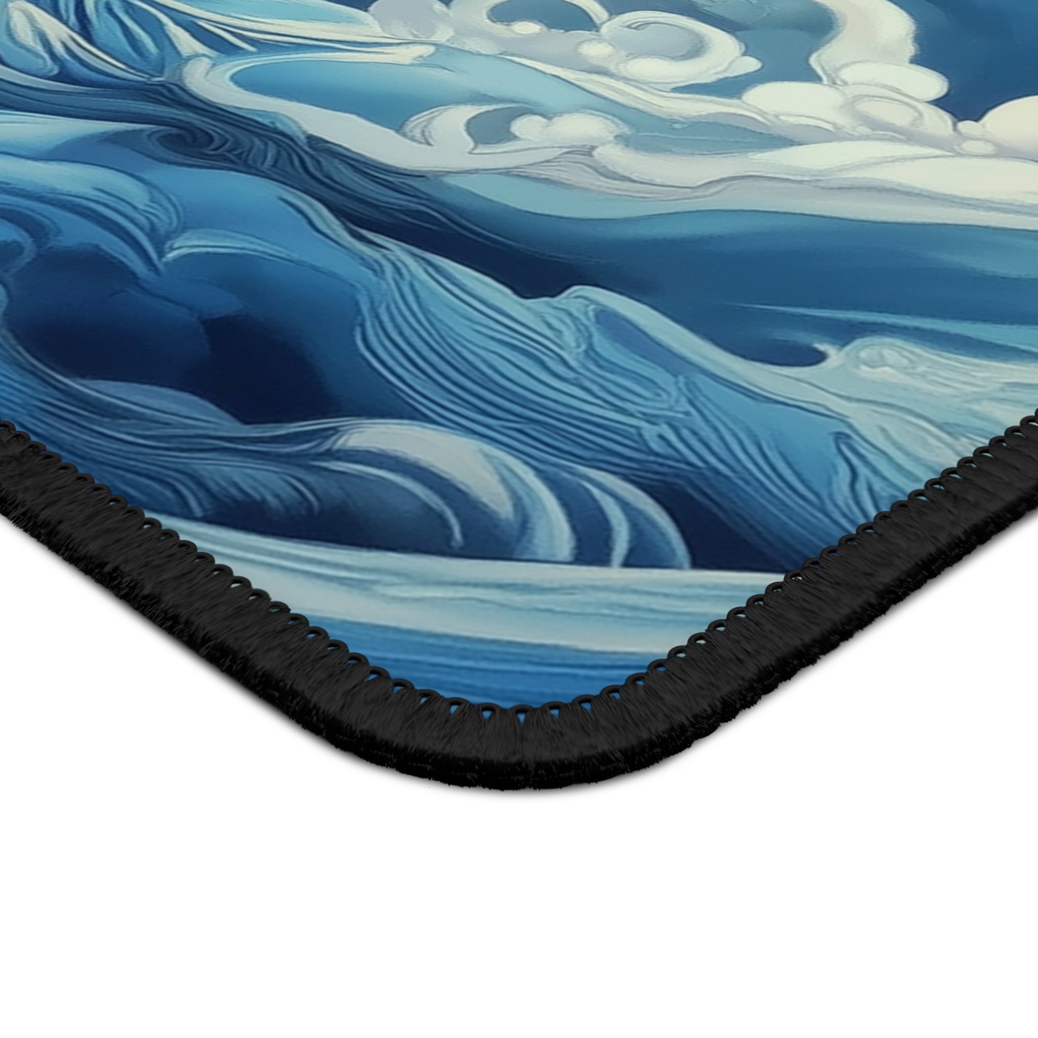 Ocean Wave Moon Gaming Mouse Pad — Calming Blue Sea Desk Mat