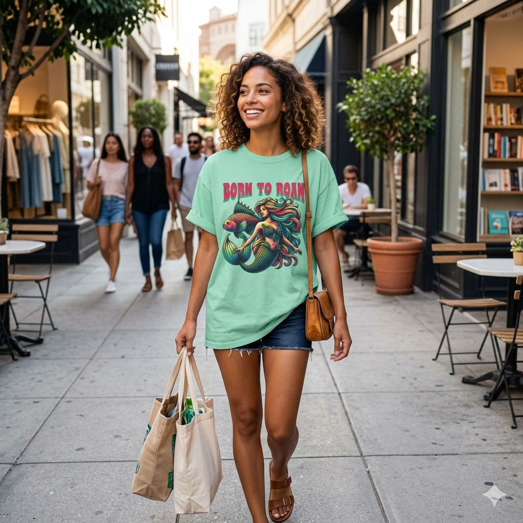 Comfort Colors® Unisex "Born to Roam" Mermaid T-Shirt