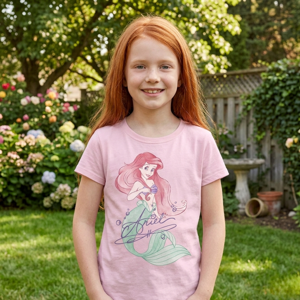 Disney Girl's Signed Ariel Little Mermaid T-Shirt