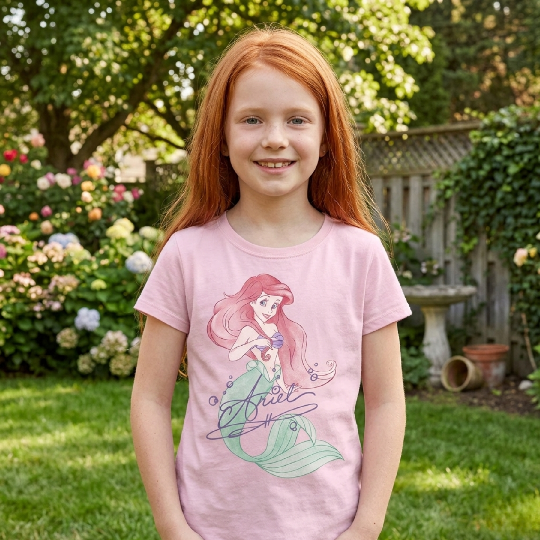 Disney Girl's Signed Ariel Little Mermaid T-Shirt