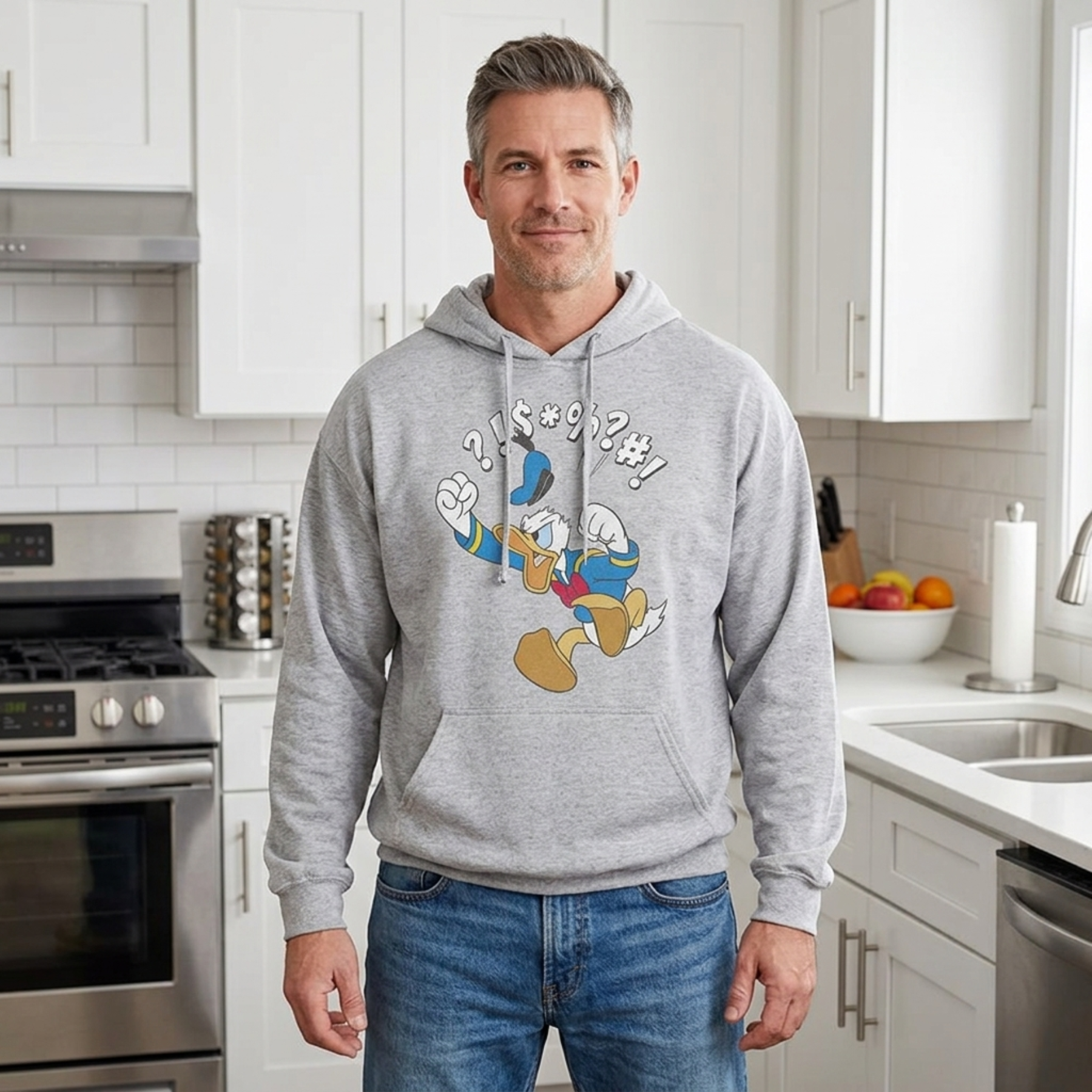 Men's Disney Donald Duck "Angry Jump" Lightweight Graphic Hoodie