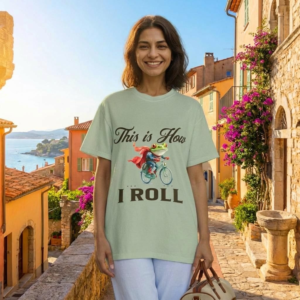 Comfort Colors® Unisex This Is How I Roll" Frog on Bike Graphic Tee